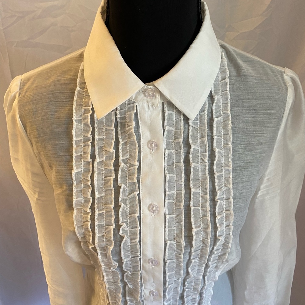 Sugar Thrillz White Ruffle Button Down Shirt - Picture 10 of 11